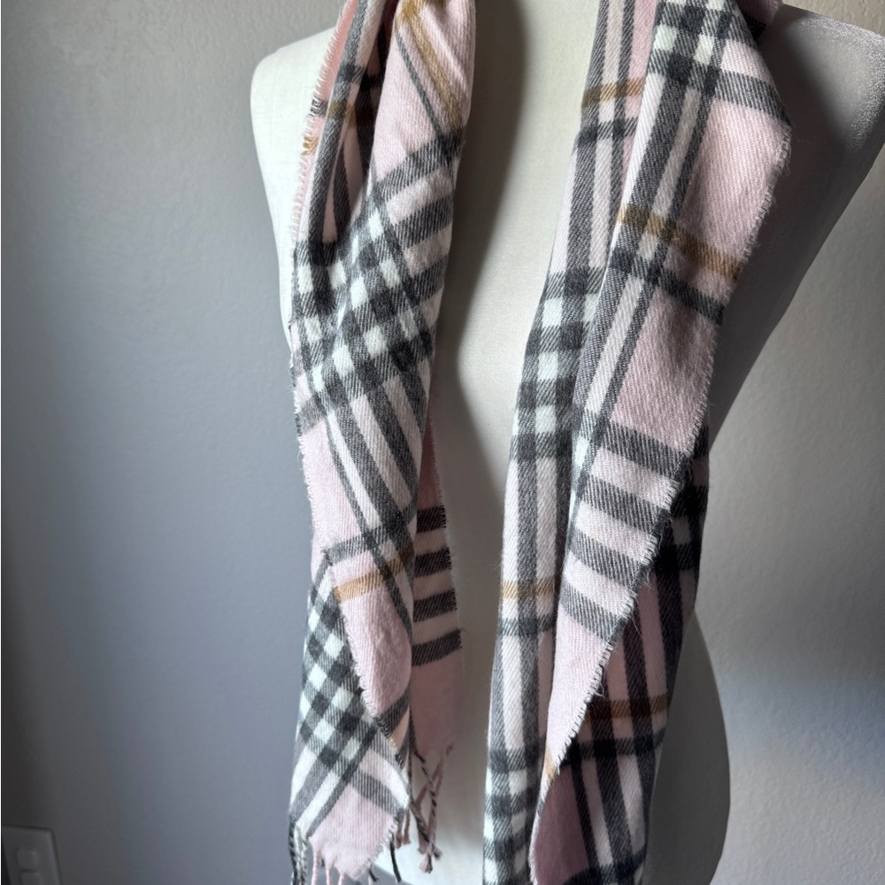 Stylish Pink and Gray Plaid Scarf